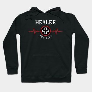 Healer for Life Heartbeat ECG Heart Line Design Roleplaying Game Healing Class Hoodie